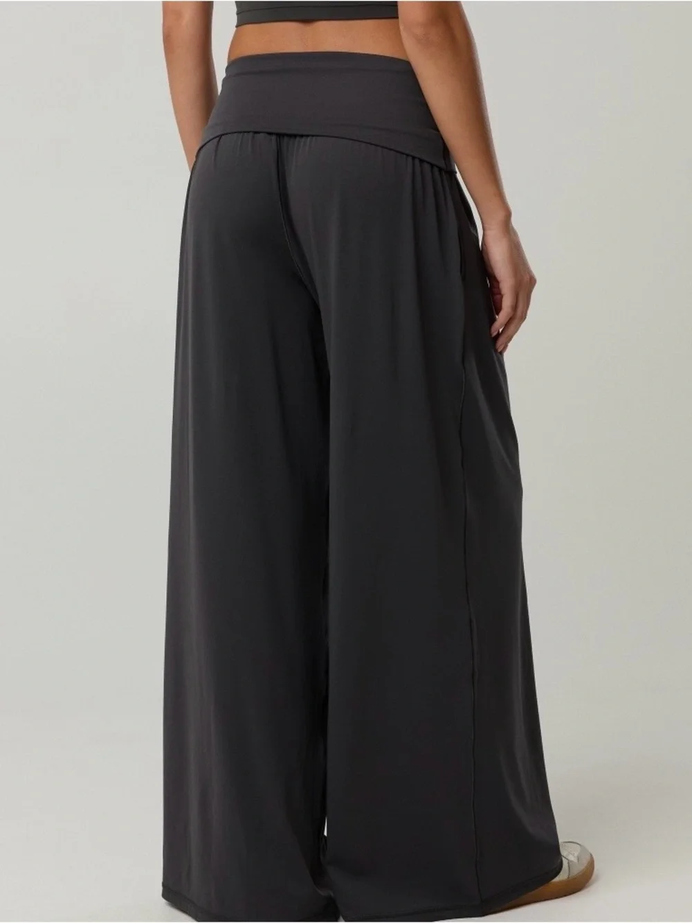 OFFLINE by Aerie Real Me Black Foldover Super Wide Leg Pants - Picture 3 of 11